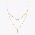 [LUXE]2 Rows Rose Gold Diamond Pave_ Necklace Move Uno