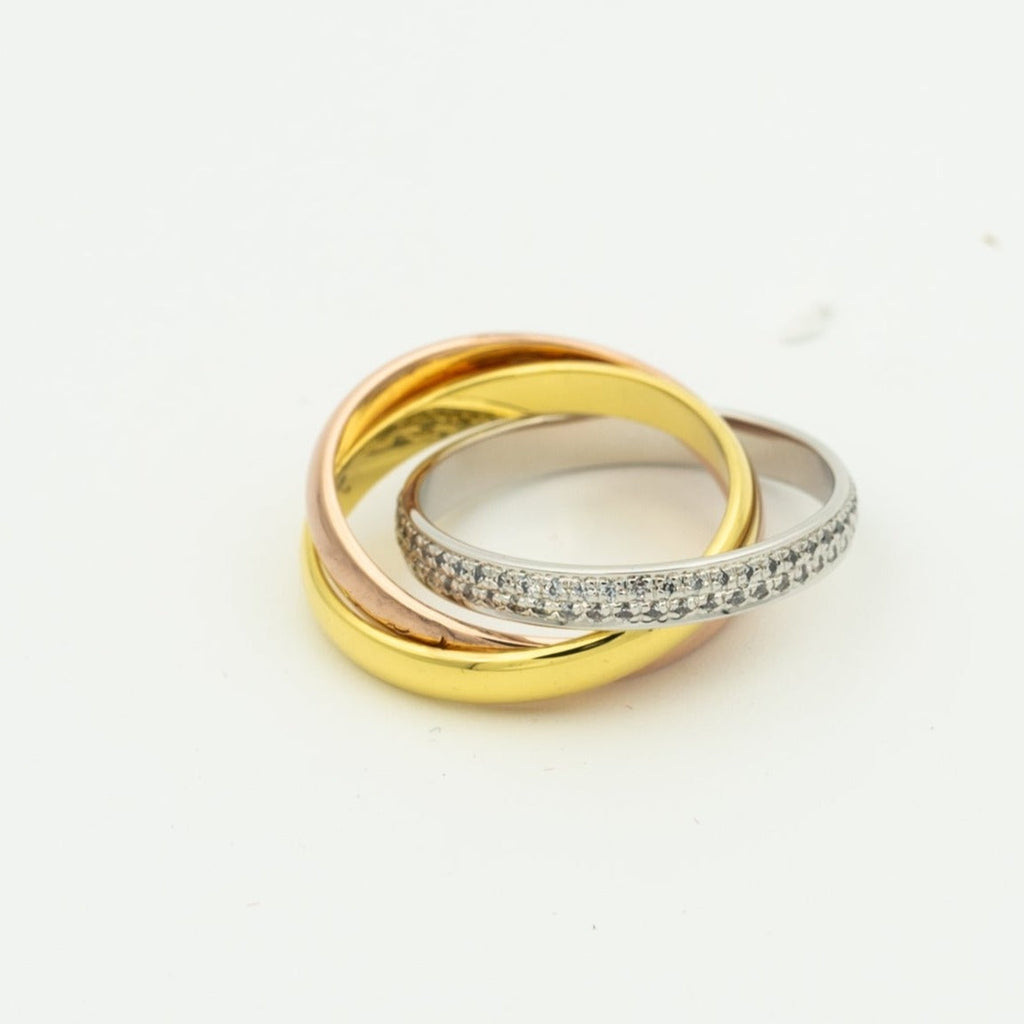 [Luxe]TRINITY RING GOLD PINK GOLD SILVER DIAMONDS