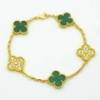 [LUXE JEWELRY] CLOVER 5 MOTIF MALACHITE BRACELET COLLECTION