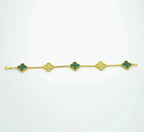 [LUXE JEWELRY] CLOVER 5 MOTIF MALACHITE BRACELET COLLECTION
