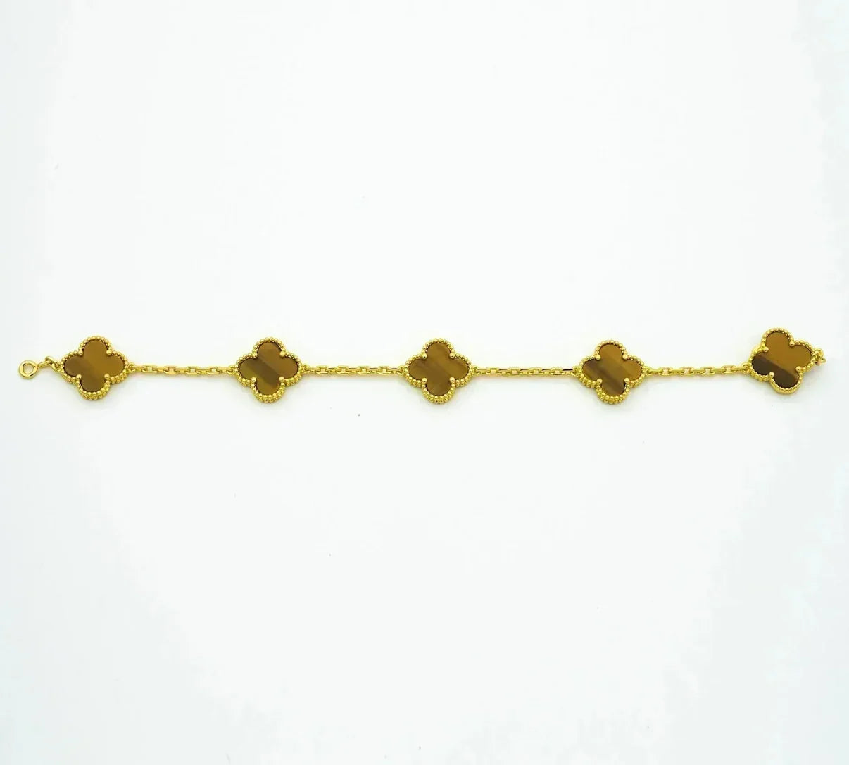 [LUXE JEWELRY] CLOVER 5 MOTIFS TIGER EYE BRACELET COLLECTION