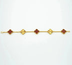 [LUXE JEWELRY] CLOVER 5 MOTIF RED CORNELIAN BRACELET COLLECTION
