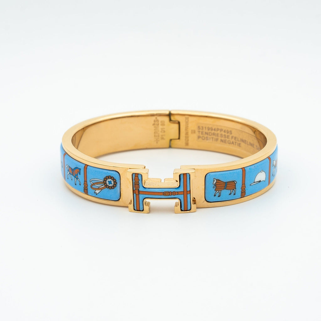 [LUXE JEWELRY]H PINK GOLD BRACELET BLUE CERAMIC