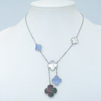 [LUXE JEWELRY]CLOVER MOP CHALCEDONY NECKLACE SILVER 6 MOTIF