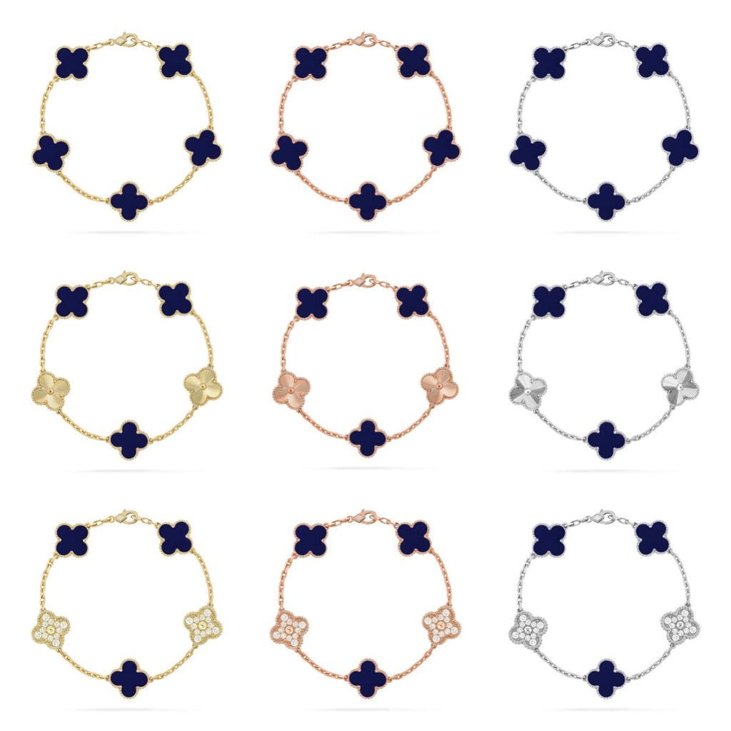 [LUXE JEWELRY]CLOVER 5 MOTIF LAPIS LAZULI BRACELET COLLECTION