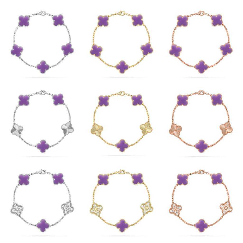 [LUXE JEWELRY]CLOVER 5 MOTIF LIGHT PURPLE BRACELET COLLECTION