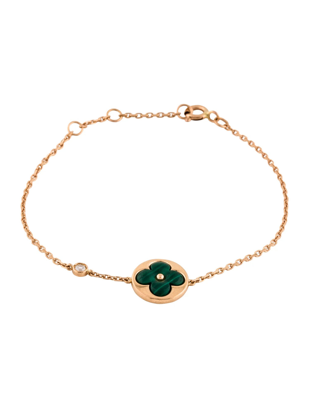 [LUXE JEWELRY]SUN MALACHITE 1 DIAMOND PINK GOLD BRACELET