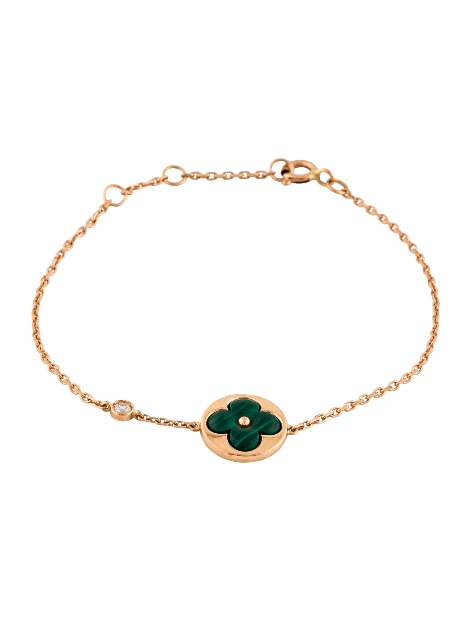 [LUXE JEWELRY]SUN MALACHITE 1 DIAMOND PINK GOLD BRACELET