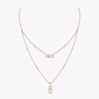 [LUXE]2 Rows Rose Gold Diamond Pave_ Necklace Move Uno