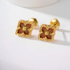 [LUXE JEWELRY]OPERA TULLE GOLD BUTTON EARRINGS ENAMELED ELEMENT