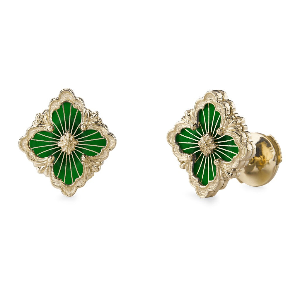 [LUXE JEWELRY]OPERA TULLE GOLD BUTTON EARRINGS ENAMELED ELEMENT