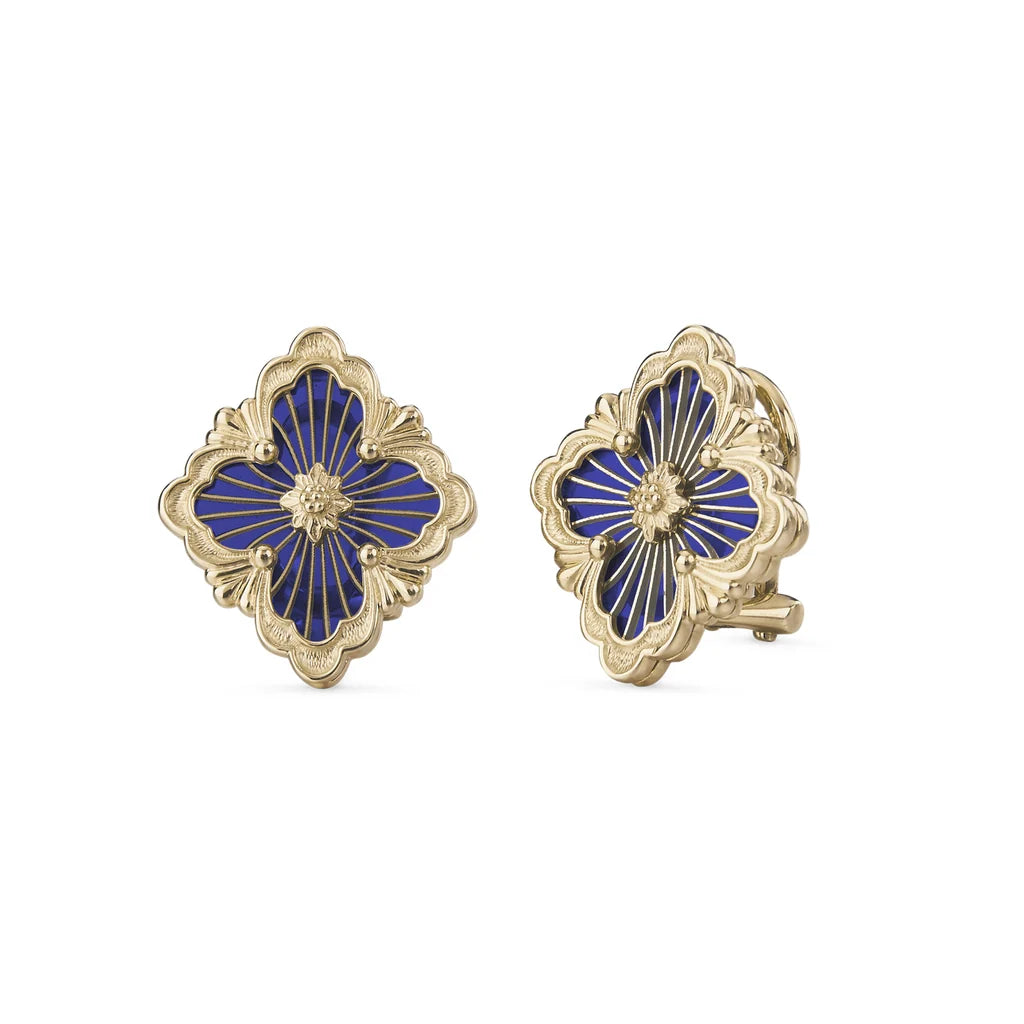 [LUXE JEWELRY]OPERA TULLE GOLD BUTTON EARRINGS ENAMELED ELEMENT