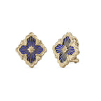 [LUXE JEWELRY]OPERA TULLE GOLD BUTTON EARRINGS ENAMELED ELEMENT