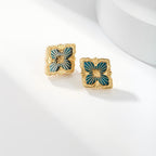 [LUXE JEWELRY]OPERA TULLE GOLD BUTTON EARRINGS ENAMELED ELEMENT