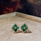 [LUXE JEWELRY]OPERA TULLE GOLD BUTTON EARRINGS ENAMELED ELEMENT