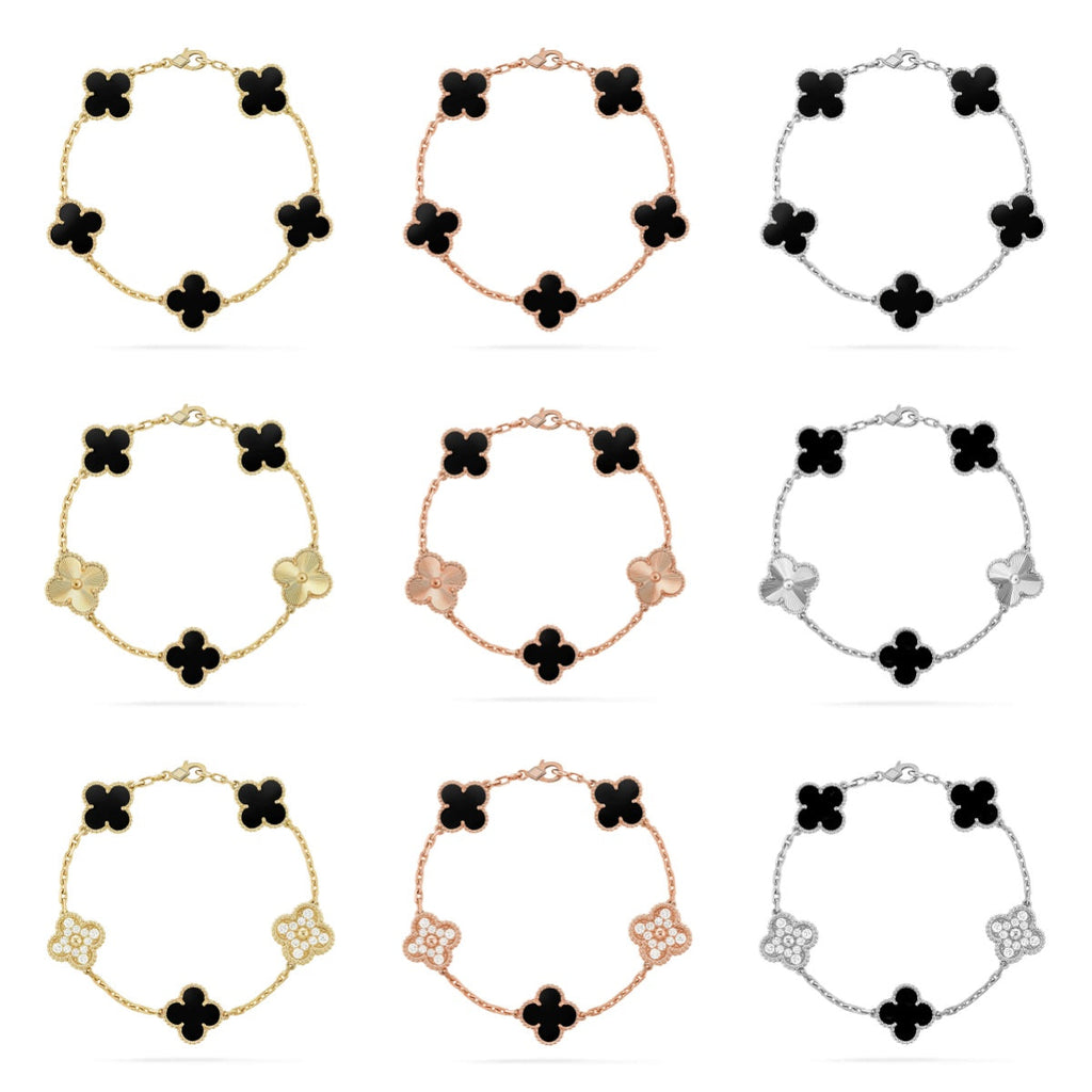 [LUXE JEWELRY] CLOVER 5 MOTIF ONYXS BRACELET COLLECTION