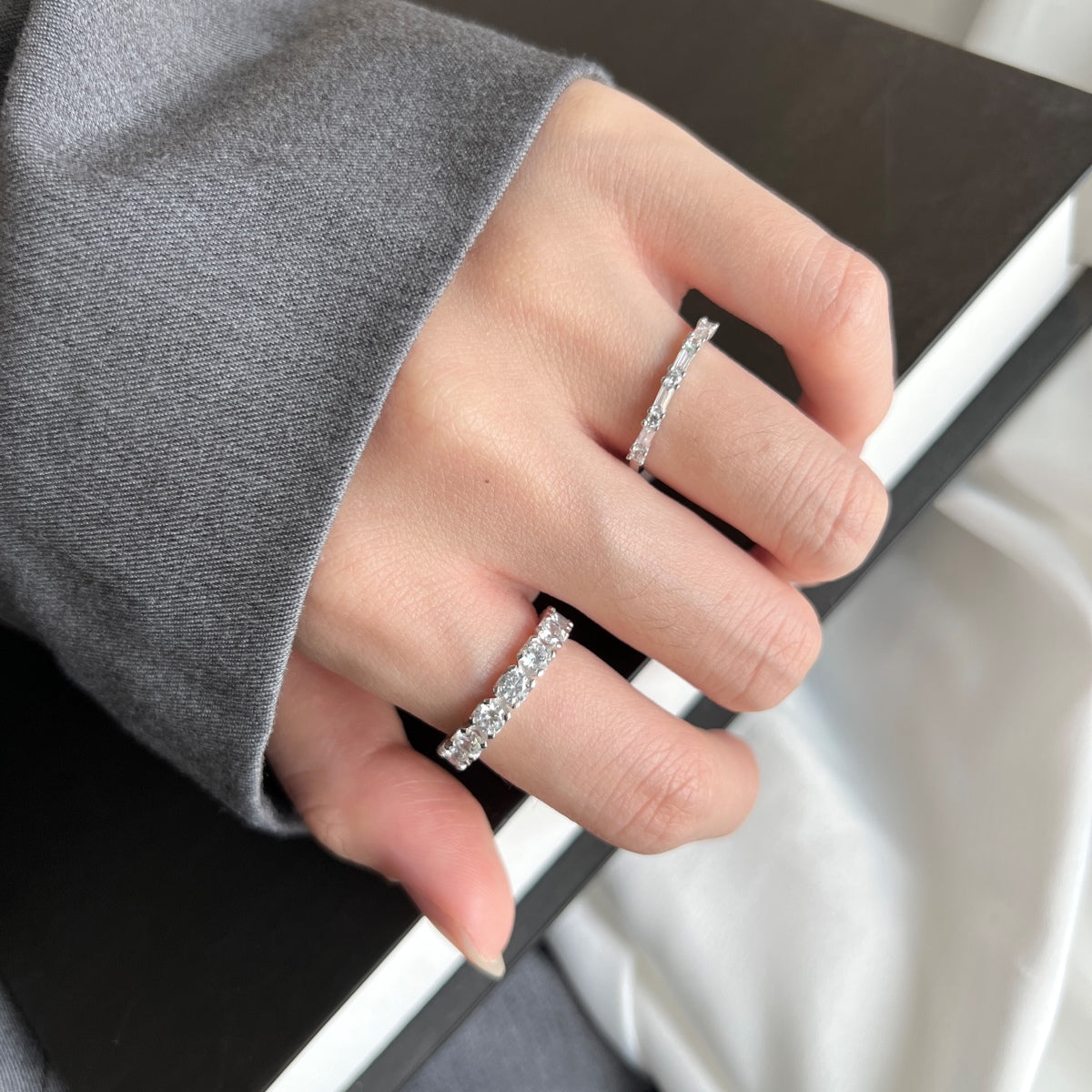 [LUXE] Bague de tennis ronde Eternity à coupe ronde