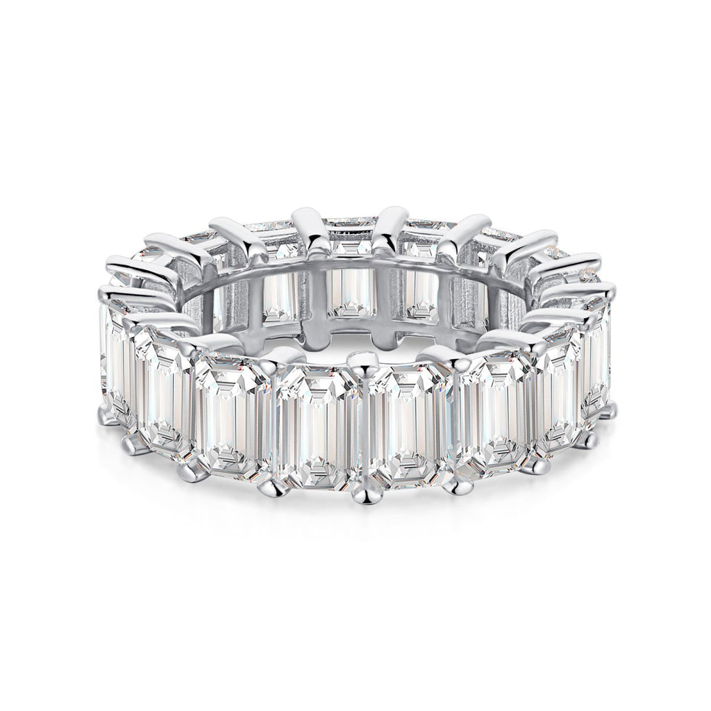 [LUXE]0.75 Carat Elegant Emerald Cut Tennis Ring
