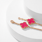 [LUXE JEWELRY]NEW CLOVER 10 MOTIFS PINK ENAMEL NECKLACE
