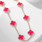[LUXE JEWELRY]NEW CLOVER 10 MOTIFS PINK ENAMEL NECKLACE