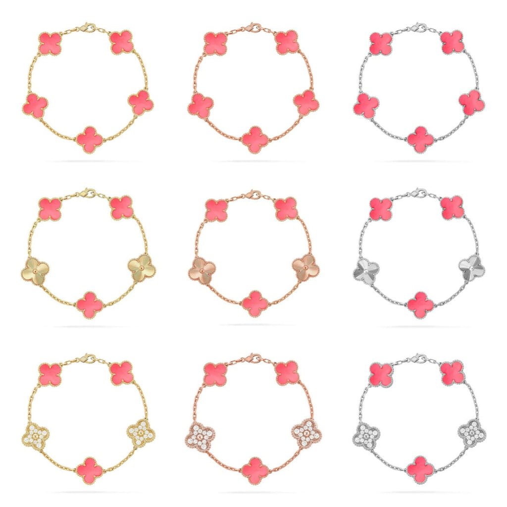[LUXE JEWELRY] CLOVER 5 MOTIFS  PINK MOP BRACELET COLLECTION