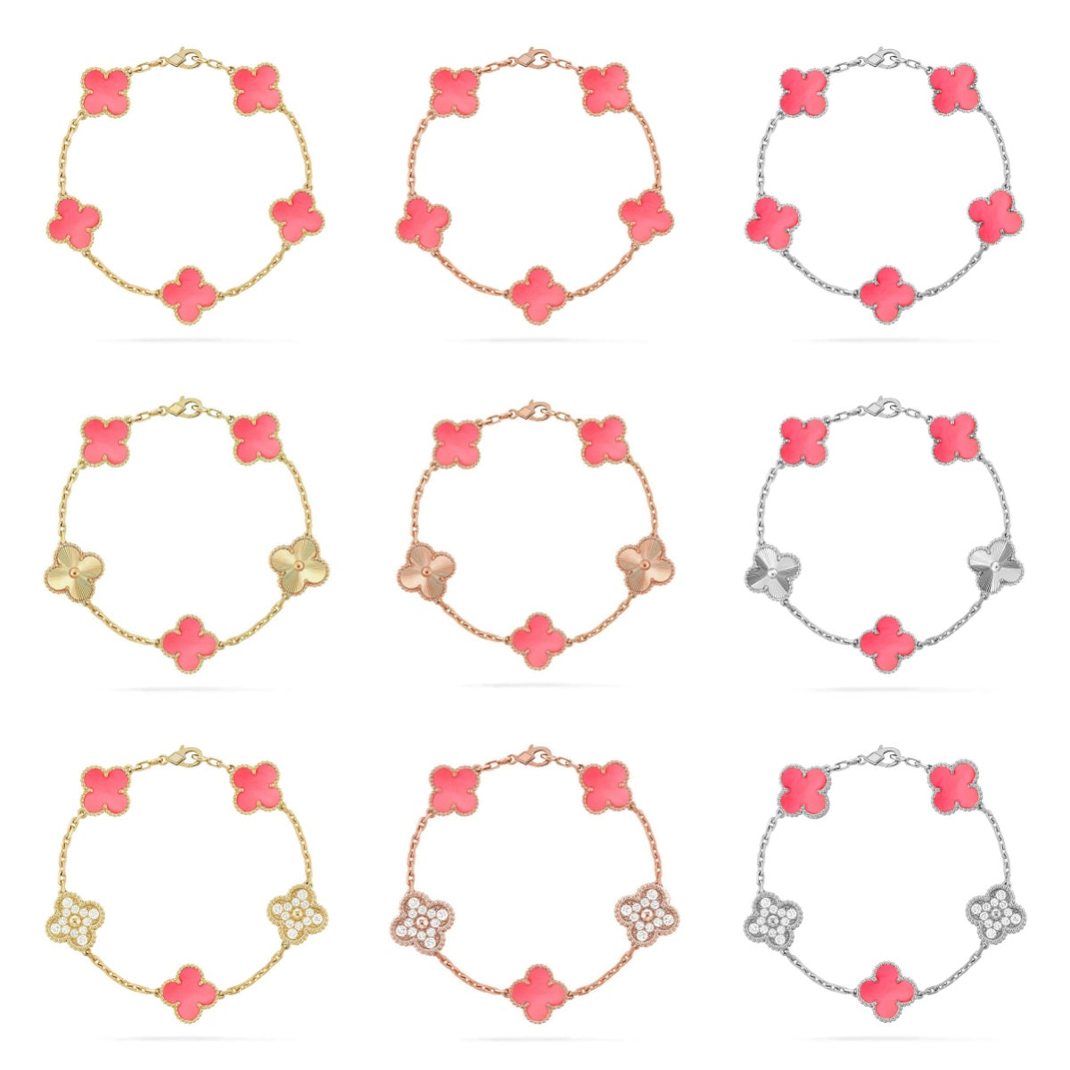 [LUXE JEWELRY] CLOVER 5 MOTIFS  PINK MOP BRACELET COLLECTION