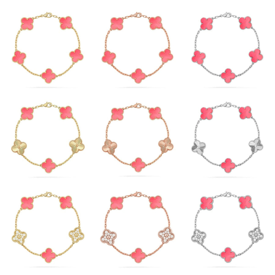 [LUXE JEWELRY] CLOVER 5 MOTIFS  PINK MOP BRACELET COLLECTION