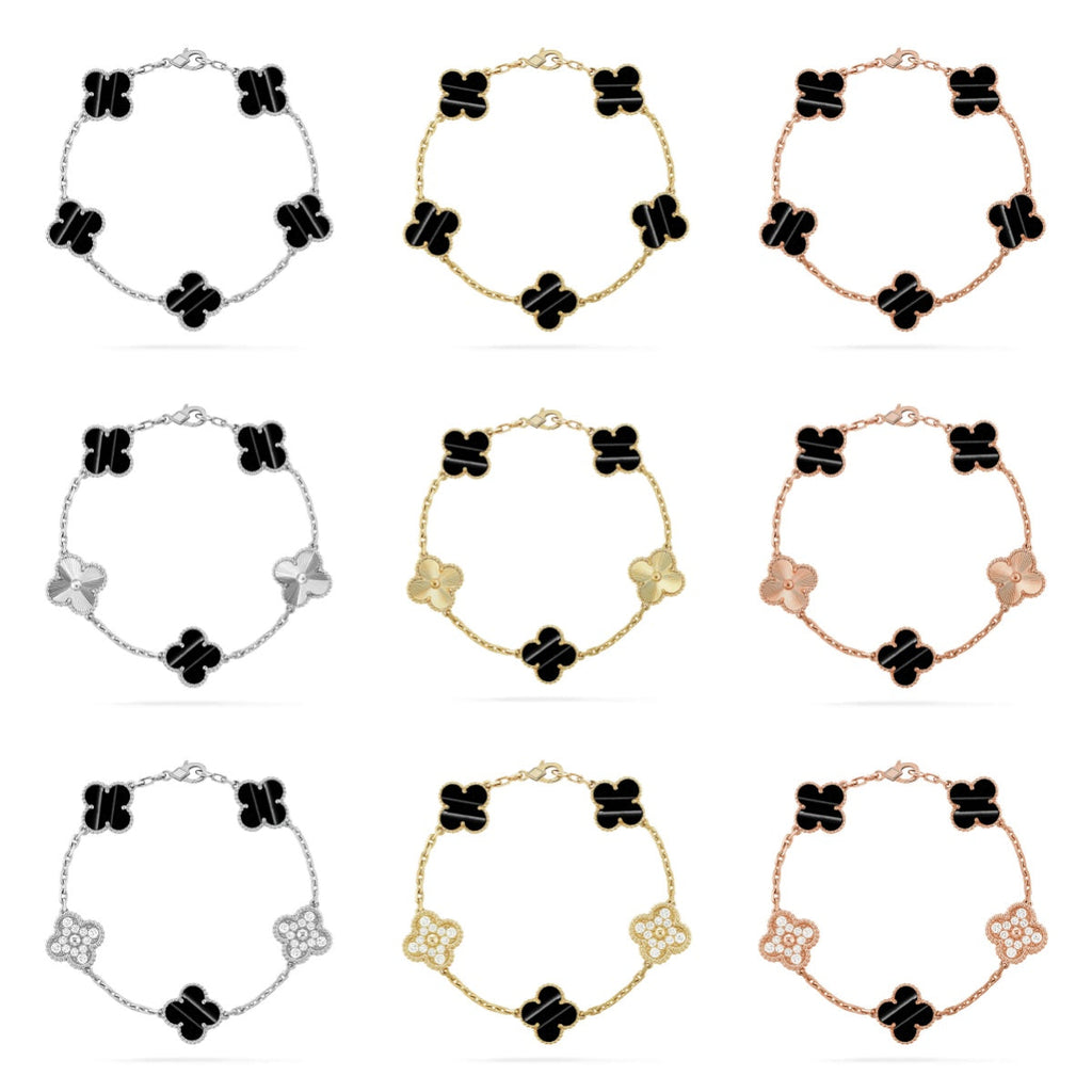 [LUXE JEWELRY] CLOVER 5 MOTIF PULSAR STONE BRACELET COLLECTION