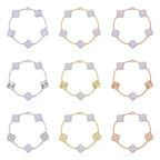 [LUXE JEWELRY] CLOVER 5 MOTIF PURPLE CHALCEDONY BRACELET COLLECTION