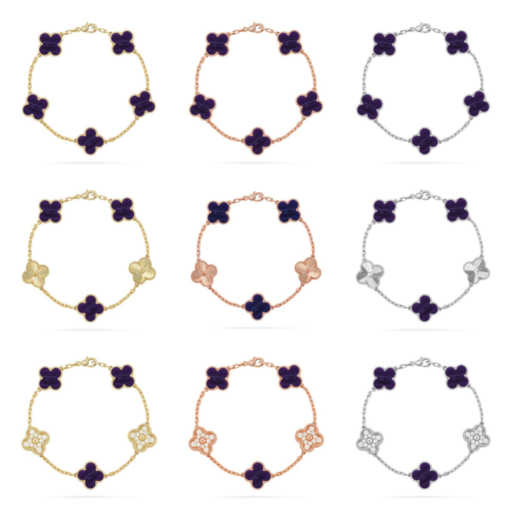 [LUXE JEWELRY]CLOVER 5 MOTIF PURPLE STRIPES BRACELET COLLECTION