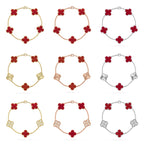 [Luxe] CLOVER 5 MOTIF RED CORNELIAN BRACELET COLLECTION