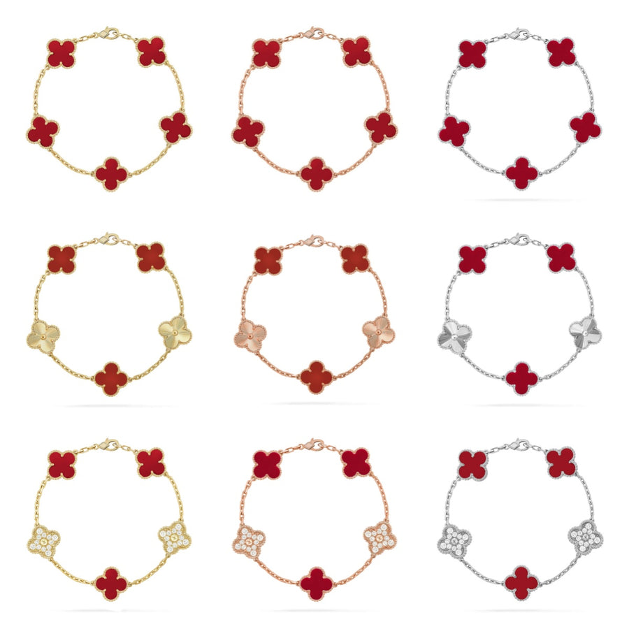 [Luxe Jewellery] CLOVER 5 MOTIF RED CORNELIAN BRACELET COLLECTION