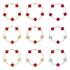 [LUXE JEWELRY] CLOVER 5 MOTIF RED CORNELIAN BRACELET COLLECTION