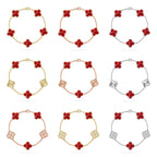 [LUXE JEWELRY]CLOVER 5 MOTIF RED PATTERN BRACELET COLLECTION