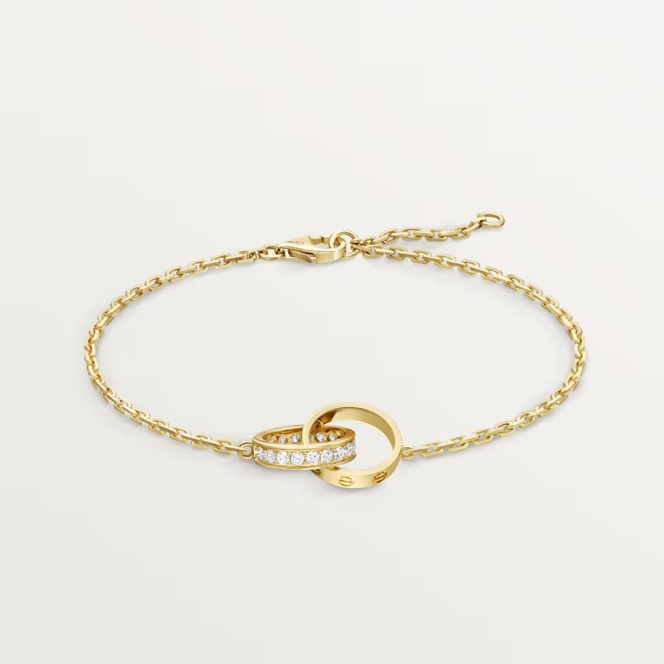 [LUXE JEWELRY] LOVE DOUBLE RING HALF DIAMOND BRACELET