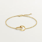 [LUXE JEWELRY] LOVE DOUBLE RING HALF DIAMOND BRACELET