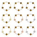 [LUXE JEWELRY] CLOVER 5 MOTIFS TIGER EYE BRACELET COLLECTION