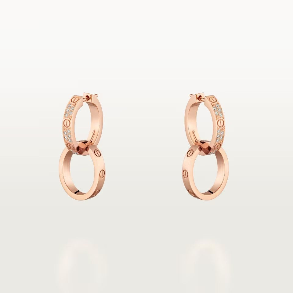 [LUXE JEWELRY] LOVE 3.3MM DANGLE HALF DIAMOND EARRINGS