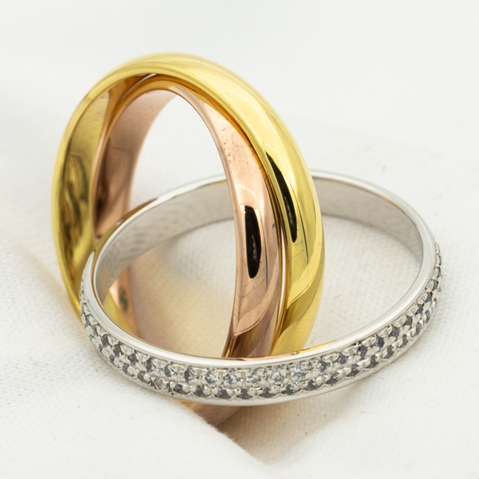 [Luxe]TRINITY RING GOLD PINK GOLD SILVER DIAMONDS