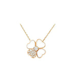 [LUXE JEWELRY]CLOVER MOP DIAMOND ROSE GOLD NECKLACE