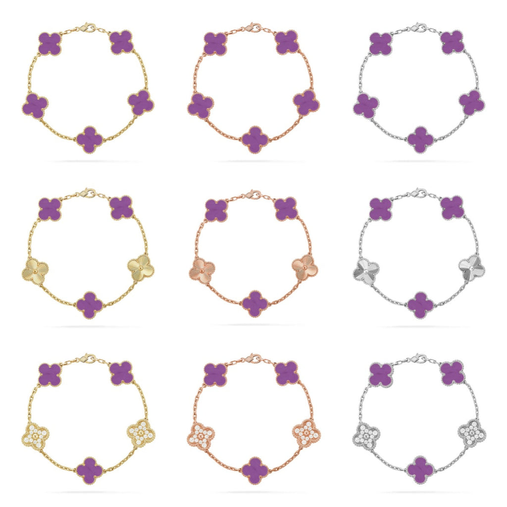 [LUXE JEWELRY] CLOVER 5 MOTIF VIOLET BRACELET COLLECTION