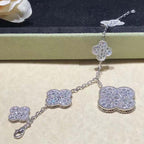 [LUXE JEWELRY]CLOVER 6 MOTIFS SILVER DIAMOND BRACELET