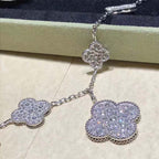 [LUXE JEWELRY]CLOVER 6 MOTIFS SILVER DIAMOND BRACELET