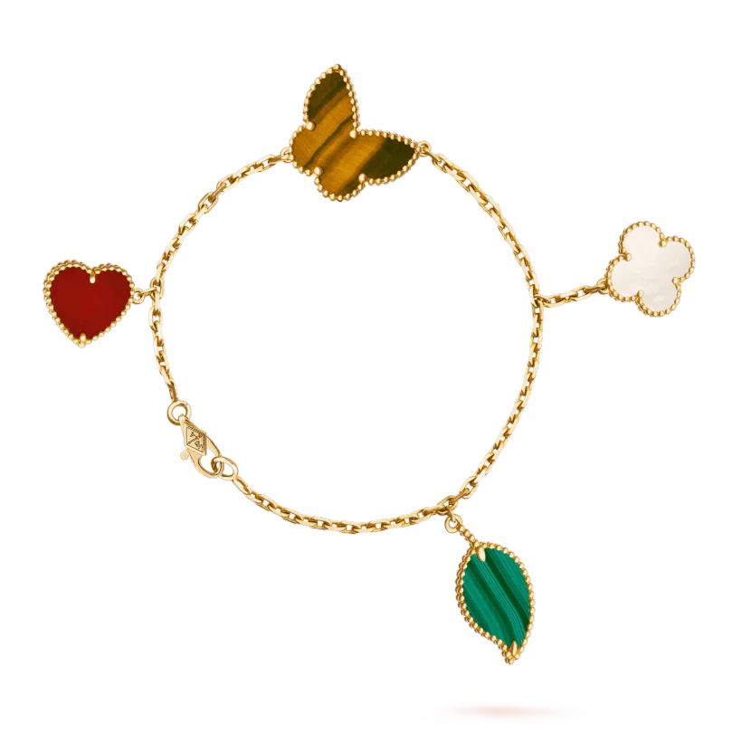 [LUXE JEWELRY]LUCKY SPRING 5 MOTIF GOLD BRACELET