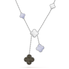 [LUXE JEWELRY]CLOVER MOP CHALCEDONY NECKLACE SILVER 6 MOTIF