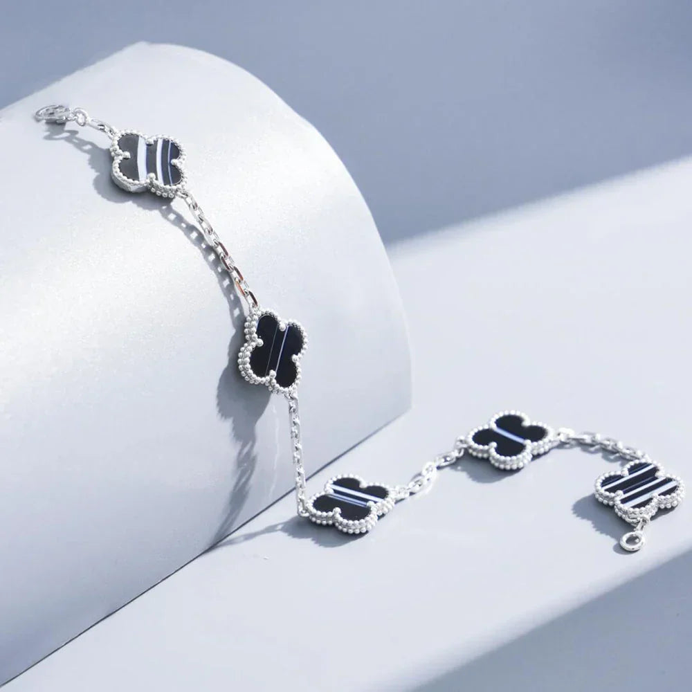 [LUXE JEWELRY] CLOVER 5 MOTIF PULSAR STONE BRACELET COLLECTION