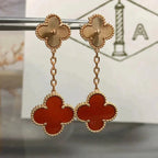 [LUXE JEWELRY]CLOVER 2 MOTIF  LASER CARNELIAN EARRINGS