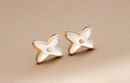[LUXE JEWELRY]JEUX DE WHITE MOP ROSE GOLD DIAMOND EARRINGS