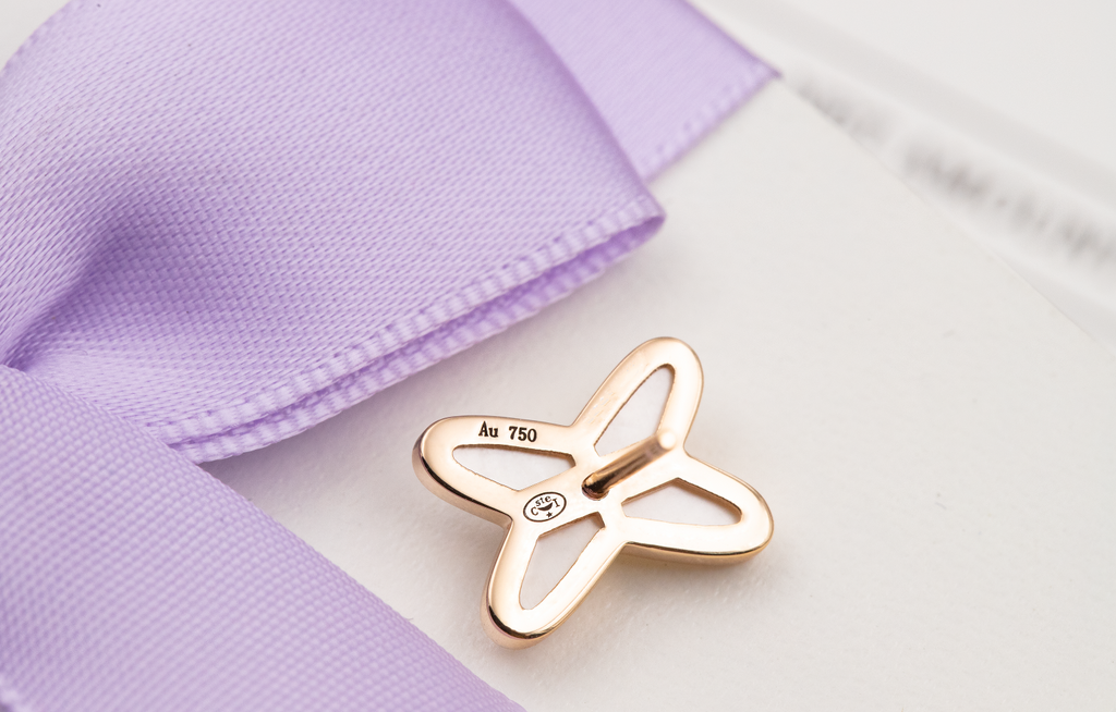 [LUXE JEWELRY]JEUX DE WHITE MOP ROSE GOLD DIAMOND EARRINGS