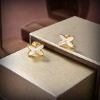 [LUXE JEWELRY]JEUX DE WHITE MOP GOLD DIAMOND EARRINGS